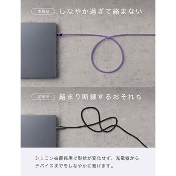 CIO CtoC 2m 液晶ディスプレイ付きシリコンケーブル パープル CIO