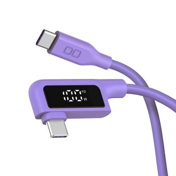 CIO L字 CtoC 2m 液晶ディスプレイ付きシリコンケーブル パープル CIO