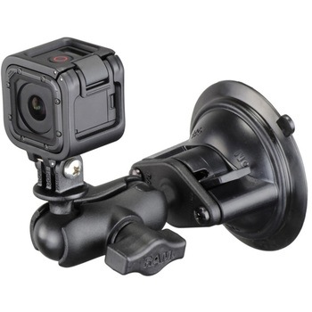 GoProマウント&サクションベースセット(ショートアーム) 吸盤径69.8mm 1インチボール ラムマウント