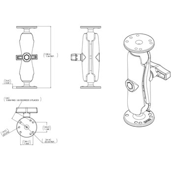 AMPSラウンドベース2個セット(標準アーム) 1.5インチボール - ラムマウント