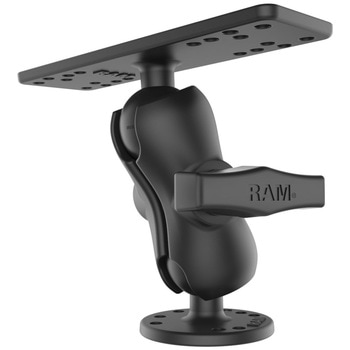 魚探マウント(M)&AMPSラウンドベース(ショートアーム) プレートサイズ158.7x50.8mm 1.5インチボール - ラムマウント