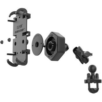 防振クレイドルホルダー(M)&U字クランプベース(ショートアーム) Φ12.7-31.75mm対応 1インチボール 【Vibe-Safe】 ラムマウント