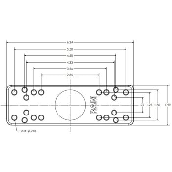 魚探マウントプレート(M) 158.7x50.8mm 1.5インチボール - ラムマウント