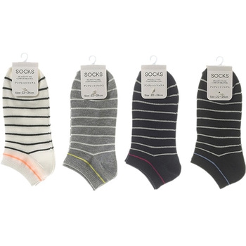 婦人 アンクレットソックス/ボーダー柄 ゴートレイド