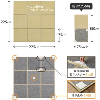 い草風たためる連結畳 綾模様 9面 萩原