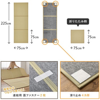 い草風たためる連結畳 綾模様 3面 萩原