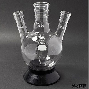 三頭フラスコ 側管角度 15° 白 日本理化学器械(NRK)