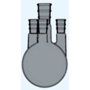 四頭フラスコ 側管角度15° 茶 042シリーズ 日本理化学器械(NRK)