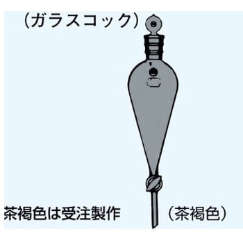 分液ロート スキーブ型(ガラスコック)茶 166シリーズ 日本理化学器械(NRK)