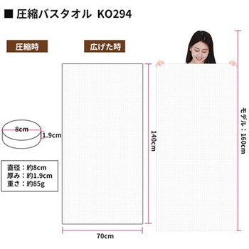 圧縮 バスタオル 1枚入 KO294シリーズ RABLISS
