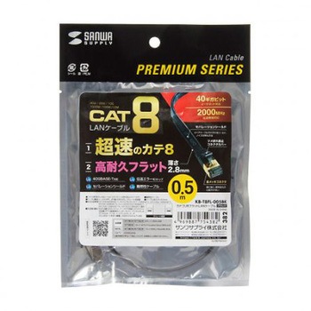 フラットLANケーブル(CAT8/ブラック) EA764BBシリーズ エスコ