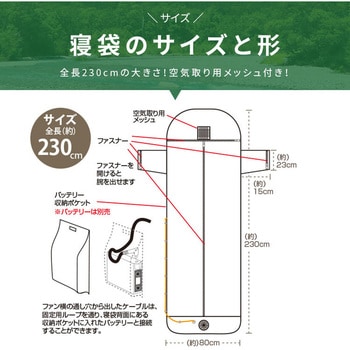 高密度ポリエステル 電動ファン付き寝袋 ブレイン
