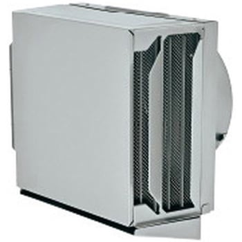 SUS製 角形耐外風フード 縦ギャラリ FD72度 網3M 左右開口・前方吹き・ドレン皿付タイプ - メルコエアテクノロジー(旧:メルコエアテック)