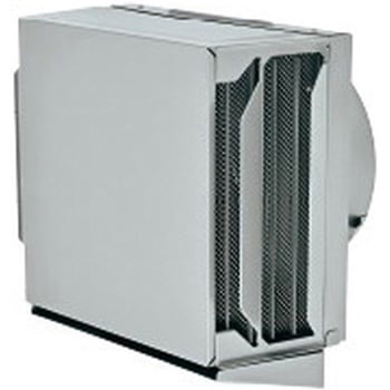 SUS製 角形耐外風フード 縦ギャラリ FD72度 網3M 左右開口・前方吹き・ドレン皿付タイプ - メルコエアテクノロジー(旧:メルコエアテック)