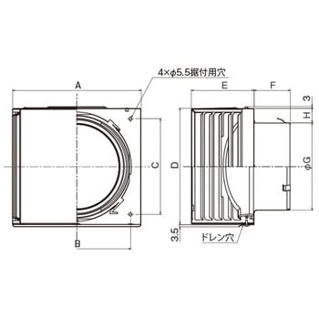 SUS製 角形耐外風フード 縦ギャラリ 左右開口タイプ メルコエアテクノロジー(旧:メルコエアテック)
