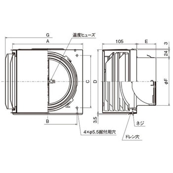 SUS製 角形耐外風フード 縦ギャラリ FD72度 左右開口・前方吹きタイプ 排気専用 メルコエアテクノロジー(旧:メルコエアテック)