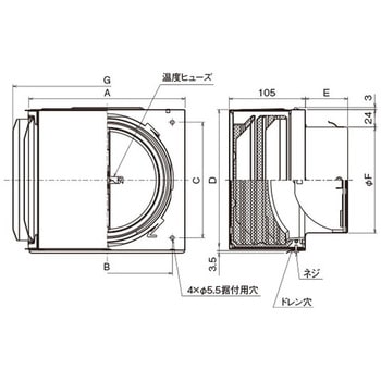 SUS製 角形耐外風フード 縦ギャラリ 網3M FD120度 左右開口・前方吹きタイプ メルコエアテクノロジー(旧:メルコエアテック)