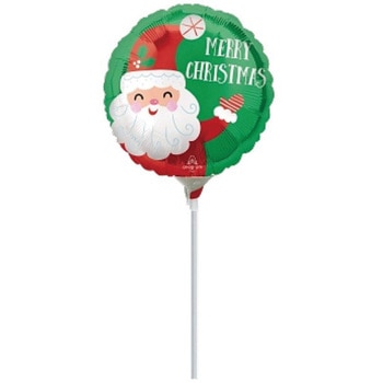 ポップバルーン(AG9インチスマイリーサテンサンタクリスマス)ブローイングタイプ アルファ[販促]