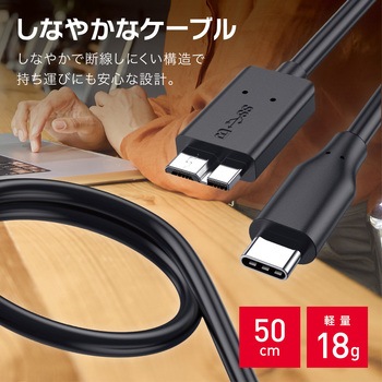 USB Type-C to microB superspeed 変換ケーブル USB3.1 5Gbps 50cm AFF WARE