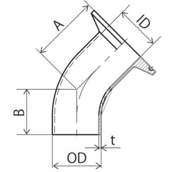45°片ヘルール付エルボ - フローバル