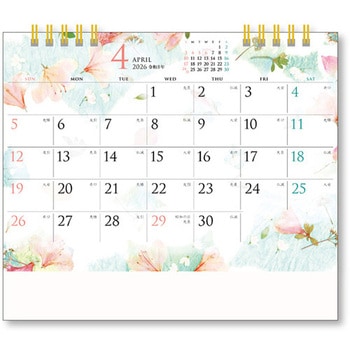 卓上カレンダー モダン押し花・和紙はり絵 キングコーポレーション