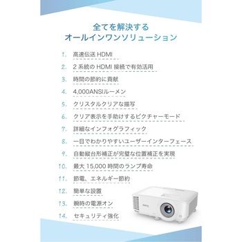 MW560 DLPプロジェクター/WXGA(1280×800)/4000lm/20000:1/2.3kg/スピーカー BenQ(ベンキュー)