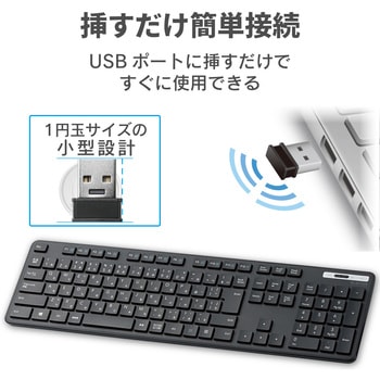 キーボード ワイヤレス 無線 USB フルサイズ 薄型 メンブレン エレコム