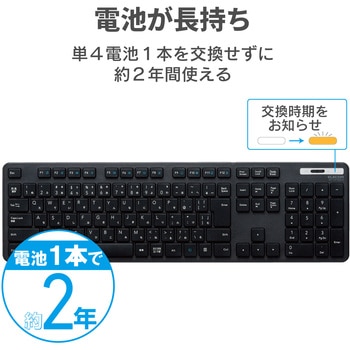 キーボード ワイヤレス 無線 USB フルサイズ 薄型 メンブレン エレコム