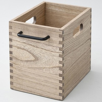 HSKB-SD(OAK) 木製 ほぞ組み収納ボックス 1個 YAMAZEN(山善) 【通販