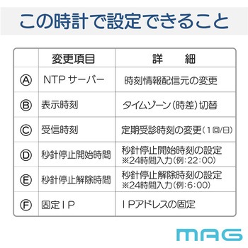 無線LAN大型掛時計 MAG(ノア精密)