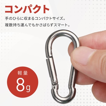 ステンレスカラビナ 高耐久 コンパクト 落下防止 10個セット AFF WARE