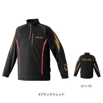 GM3766 2WAYウォームジップシャツ #ブラック×レッド がまかつ Gamakatsu