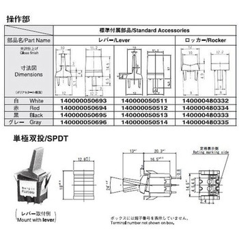 レバー・ロッカースイッチ 単極 8Hシリーズ ニデックコンポーネンツ(旧：日本電産コパル電子)