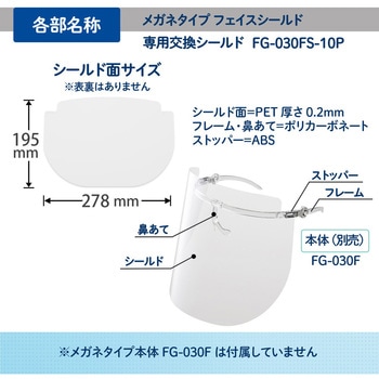メガネタイプ フェイスシールド 専用交換シールド PLUS(プラス)[文具]