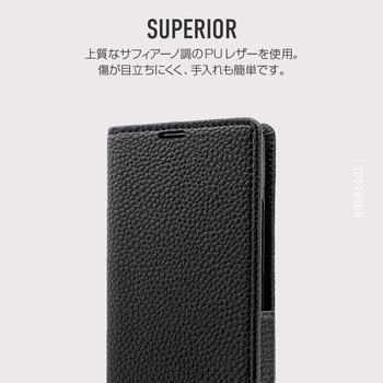 Xperia 10 III SO-52B/SOG04/10 III Lite 超強化ガラス クリア+本革風レザーフラップケース「SUPERIOR」 ブラック Granest