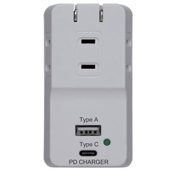 AC100V/14A 3口タップ USB A・Cポート各1個付 エスコ