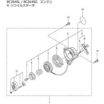 264sl エンジン リコイルスタータ部品 ダンパースプリング Bigm 丸山製作所 刈払機オプション 交換用部品 通販モノタロウ