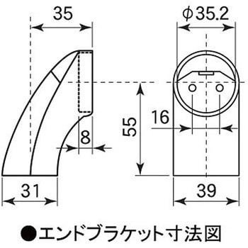 Φ35x 600mm 木製手すり L型 エスコ