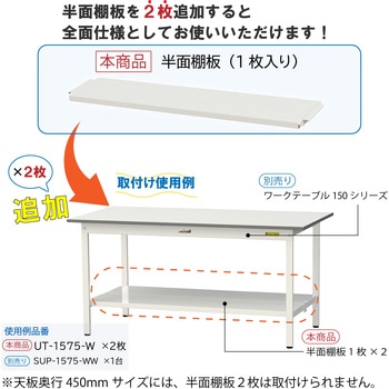 オプション/半面棚板_ワークテーブル150・LABシリーズ用 山金工業