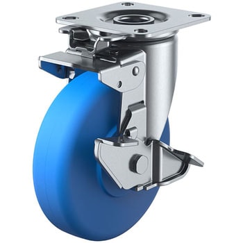 J2K型 自在車(MCナイロン車輪・ダブルベアリング) 旋回固定式・ストッパー付 ユーエイキャスター