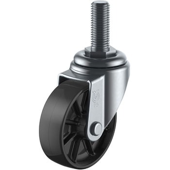 ねじ込み式 ST型自在車(ダブルベアリング)(黒ナイロン車輪) ユーエイキャスター