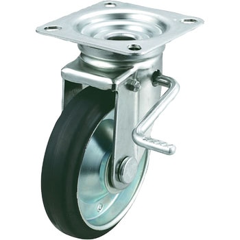 JB型 自在車(導電ゴム車輪・ダブルベアリング)レバー式ダブルストッパー付 - ユーエイキャスター