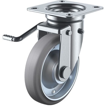 JB型 自在車(グレーゴム車輪・ダブルベアリング)レバー式ダブルストッパー付 ユーエイキャスター