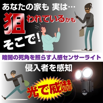 人感センサーライト コンセント式 白色LED 防雨 防水 簡単設置 屋外 セキュリティ 防犯 ELPA