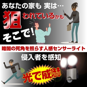 人感センサーライト コンセント式 白色LED 防雨 防水 簡単設置 屋外 セキュリティ 防犯 ELPA