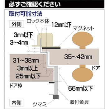 No.551K 玄関ドア用補助錠 ぼー犯錠 カブセ扉用 1セット ガードロック