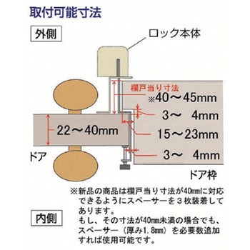 No.597 玄関ドア用補助錠 物件管理ロック 内開き扉用 ガードロック 鍵