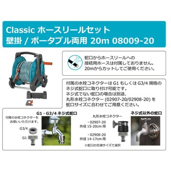 ホースリール(壁掛/ポータブル両用) 20mホース付き 8009-20 GARDENA(ガルデナ)