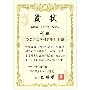 スポーツ賞状用紙 プリンター対応 タカ印(ササガワ)