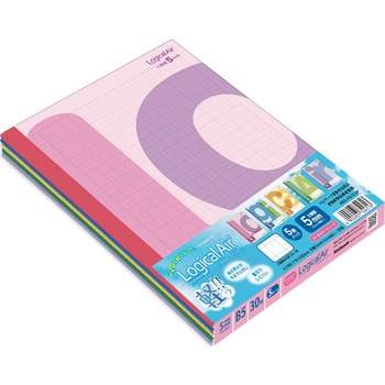 ロジカルエアー タイポ柄 方眼5mm B5 5冊パック ナカバヤシ